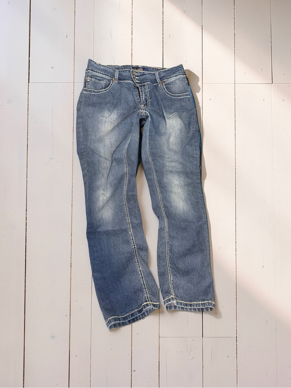 Angels Straight Leg Washed Blue Jeans